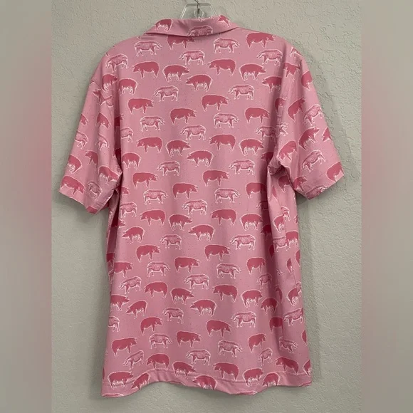 Waggle Hog Heaven Pink Polo Mens Large - Picture 2 of 7